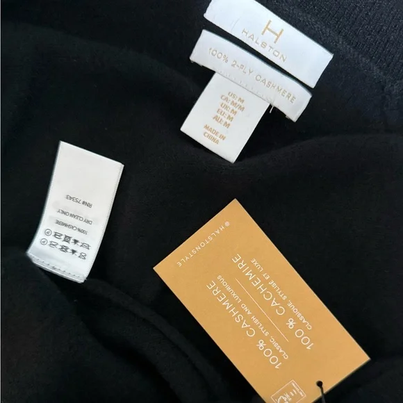 H HALSTON NWT Black 100% Cashmere 2-Ply Open Cardigan - Picture 2 of 5